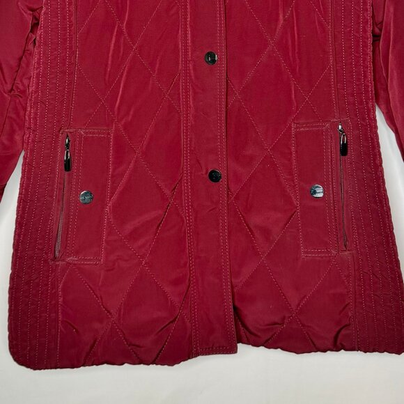 Croft & Barrow Women’s Coat Lg Maroon Parka Removable Hood Zip Snap Front - Picture 4 of 11